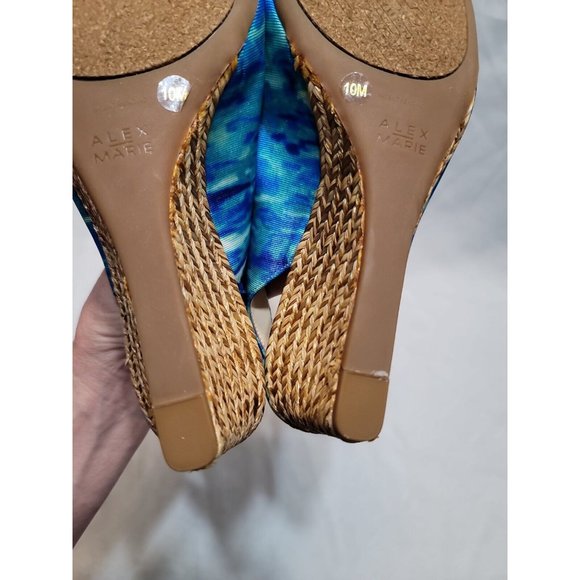 Alex Marie Turquoise Wedge Strappy Sandals Size 10M Open Toe - Picture 9 of 9